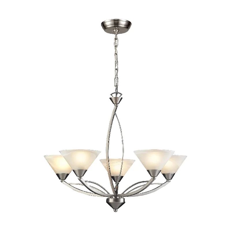Chandeliers with Metal Frames in Copper FinishChandeliers with Metal Frames in Copper FinishElysburg 5-Light Chandelier in Satin Nickel with White Swirl Glass ELK Lighting Chandeliers with Metal Frames in Copper FinishChandeliers with Metal Frames in Copper FinishElysburg 5-Light Chandelier in Satin Nickel with White Swirl Glass ELK Lighting
