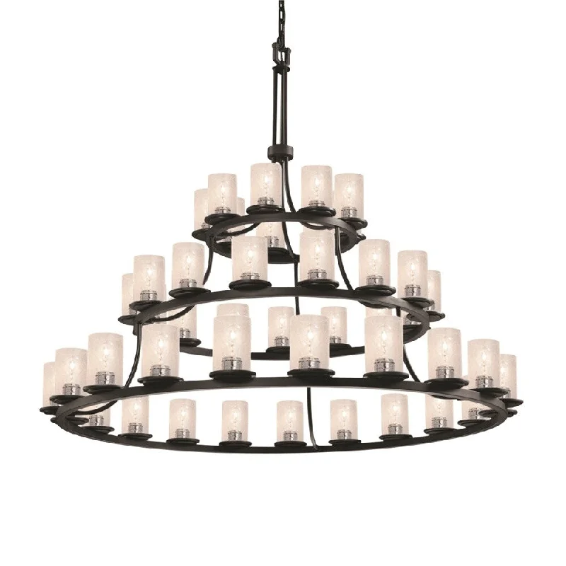 Chandeliers with Multiple Lights for Maximum IlluminationChandeliers with Multiple Lights for Maximum IlluminationFusion? Dakota 45-Light Matte Black Ring Chandelier, Seeded Cylinder w/ Flat Rim Shade Chandeliers with Multiple Lights for Maximum IlluminationChandeliers with Multiple Lights for Maximum IlluminationFusion? Dakota 45-Light Matte Black Ring Chandelier, Seeded Cylinder w/ Flat Rim Shade