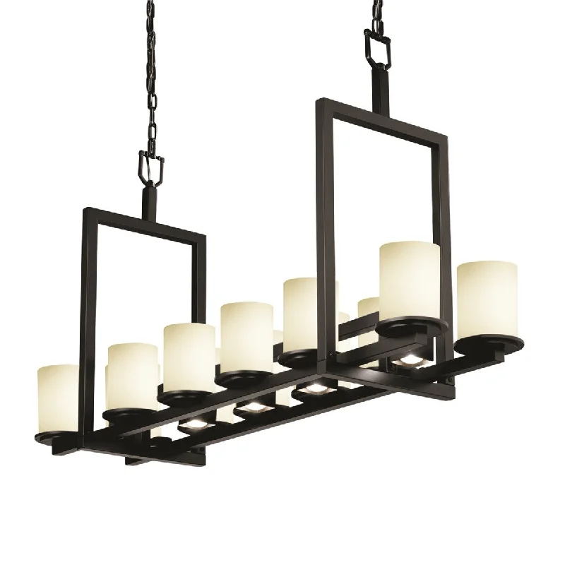 Large Chandeliers for Grand Halls and FoyersLarge Chandeliers for Grand Halls and FoyersFusion Dakota Matte Black 12-Up & 5-Downlight Bridge Chandelier (Short), Opal Glass Cylinder w/ Flat Rim Shade Large Chandeliers for Grand Halls and FoyersLarge Chandeliers for Grand Halls and FoyersFusion Dakota Matte Black 12-Up & 5-Downlight Bridge Chandelier (Short), Opal Glass Cylinder w/ Flat Rim Shade