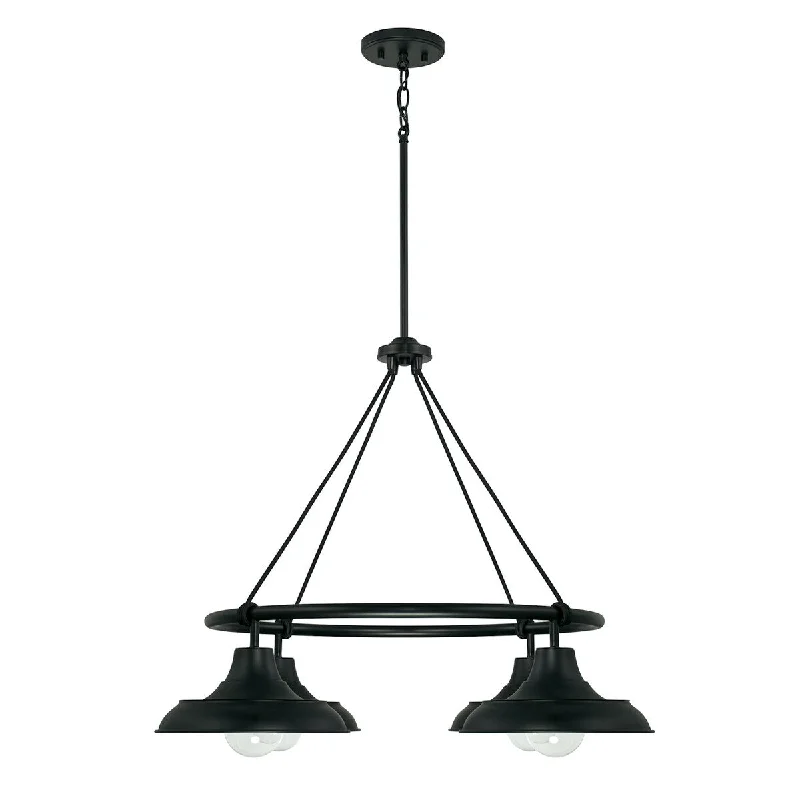 Chandeliers with Metal Frames in Black FinishChandeliers with Metal Frames in Black FinishJones 32" 4-light Black/ White Shaded Chandelier Chandeliers with Metal Frames in Black FinishChandeliers with Metal Frames in Black FinishJones 32" 4-light Black/ White Shaded Chandelier