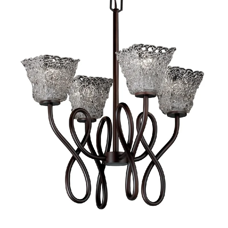 Victorian - Inspired Chandeliers with Ornate DetailsVictorian - Inspired Chandeliers with Ornate DetailsJustice Design Veneto Luce 4-light Capellini Chandelier, Square