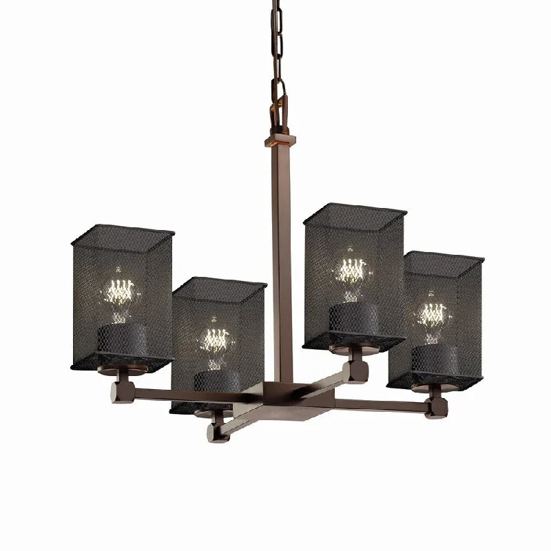 Minimalist Chandeliers for Sleek and Simple InteriorsMinimalist Chandeliers for Sleek and Simple InteriorsJustice Design Wire Mesh Tetra 5-light Dark Bronze Chandelier, Wire Mesh Square - Flat Rim Shade