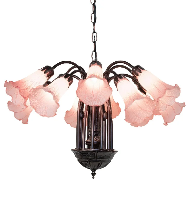 Chandeliers with Metal Frames in Black FinishChandeliers with Metal Frames in Black FinishPink 12 Light Chandelier