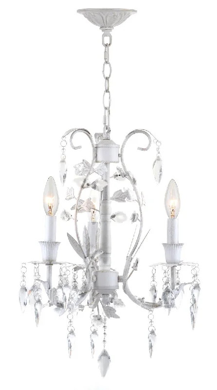 Chandeliers with Metal Frames in Silver FinishChandeliers with Metal Frames in Silver FinishSafavieh Jasper 3 Light White 14.5 Inch Dia Adjustable Chandelier - White Chandeliers with Metal Frames in Silver FinishChandeliers with Metal Frames in Silver FinishSafavieh Jasper 3 Light White 14.5 Inch Dia Adjustable Chandelier - White