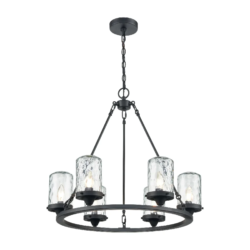 Victorian - Inspired Chandeliers with Ornate DetailsVictorian - Inspired Chandeliers with Ornate DetailsTorch 6-Light Outdoor Chandelier in Charcoal with Water Glass by ELK Lighting