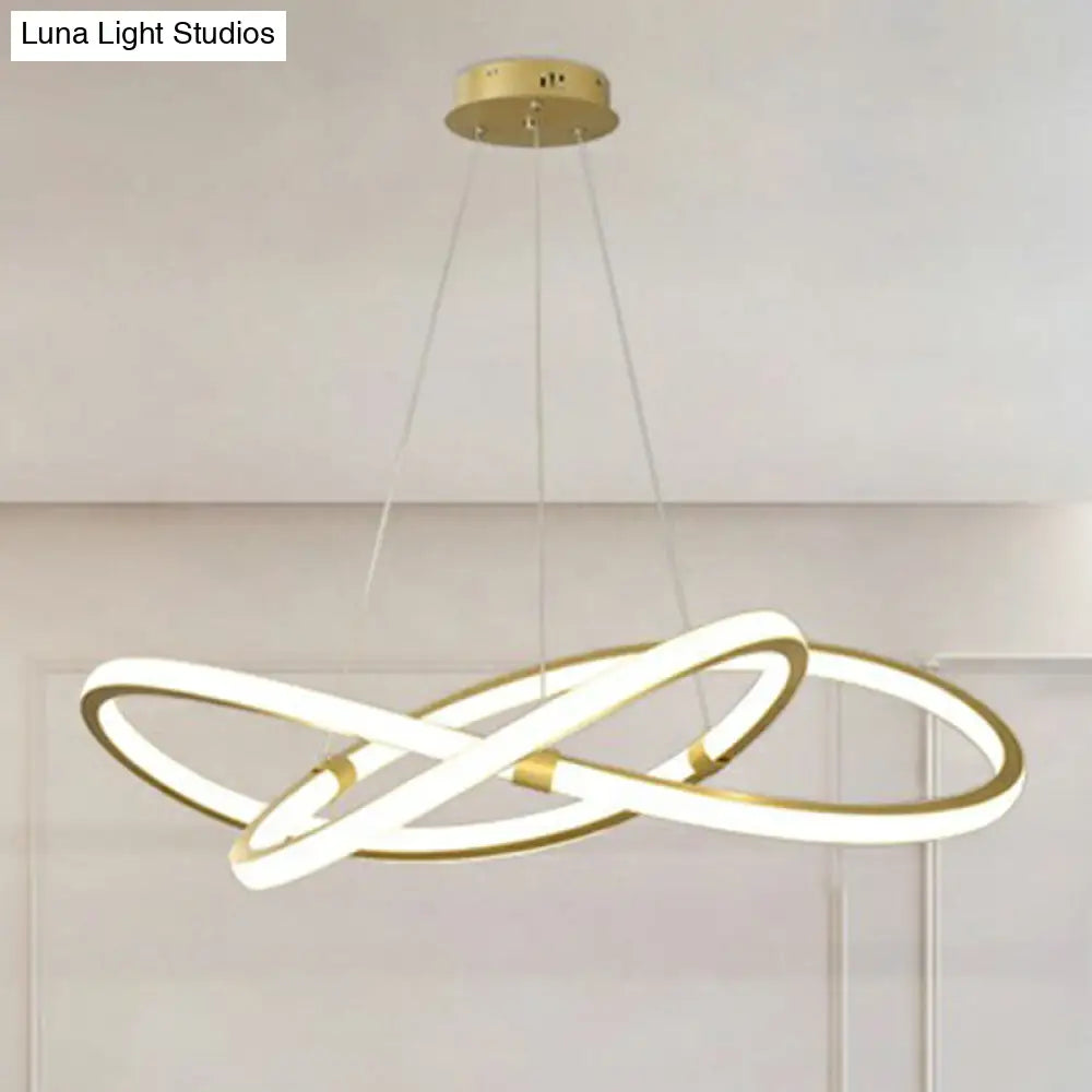Chandeliers with Adjustable Height for Custom InstallationChandeliers with Adjustable Height for Custom InstallationGold LED Nordic Chandelier for Bedroom - Twined Aluminum Pendant Light