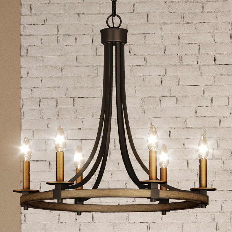 Chandeliers with Colored Glass for a Splash of ColorChandeliers with Colored Glass for a Splash of ColorUEX2380 Luxe Industrial Chandelier 24''H x 24''W, Matte Black and Vintage Brass Finish, Freeport Collection