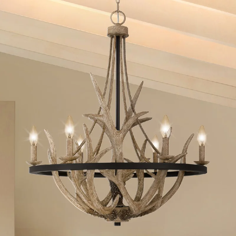 Chandeliers with Metal Frames in Bronze FinishChandeliers with Metal Frames in Bronze FinishUQL4821 Old World Indoor Chandelier, 31.00''H x 26.25''W x 26.25''D, Earth Black Finish, Vilnius Collection