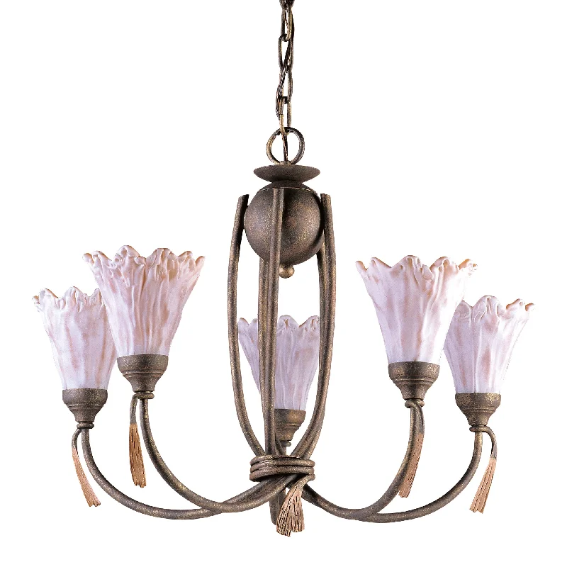 Modern Crystal Chandeliers for Contemporary HomesModern Crystal Chandeliers for Contemporary HomesVilla D-Eleganza 5-Light Chandelier in Olde World Finish with Floral-look Shades ELK Lighting
