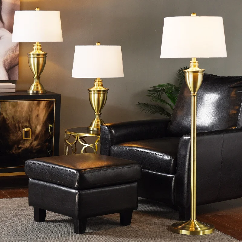gothic style table lamps with dark finishes for a mysterious lookgothic style table lamps with dark finishes for a mysterious lookCopper Grove Vlore Brass Urn-shaped Floor and Table Lamps with Drum Shades (Set of 3)