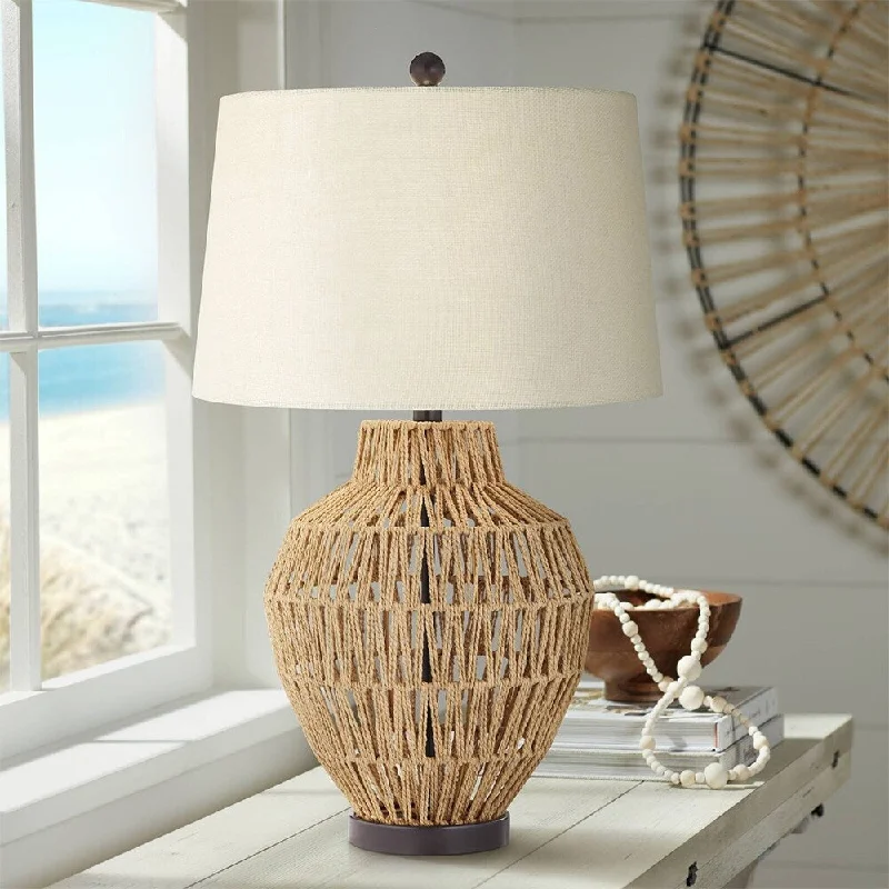 industrial style table lamps with exposed bulbs for loft apartmentsindustrial style table lamps with exposed bulbs for loft apartmentsModern Coastal Table Lamp 27" Tall Natural Wicker Bedroom Living Room - 16" x 27"