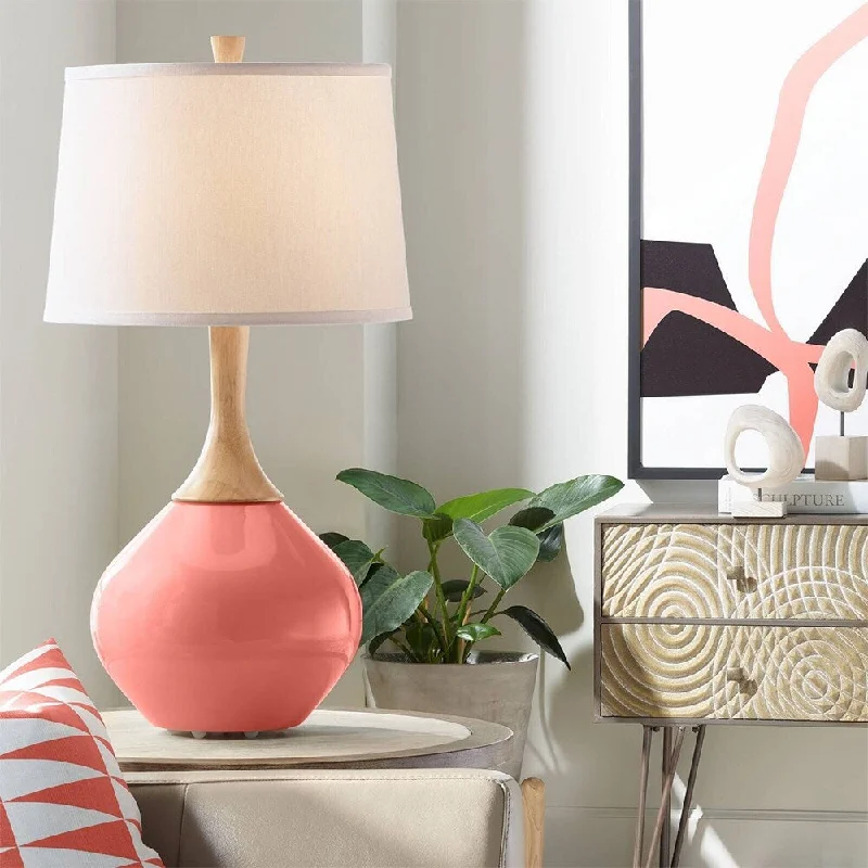 mid century modern table lamps with iconic designs for a stylish studymid century modern table lamps with iconic designs for a stylish studyModern Table Lamp 31" Tall Coral Reef Pink Glass Wood Bedroom House - 16" x 31"