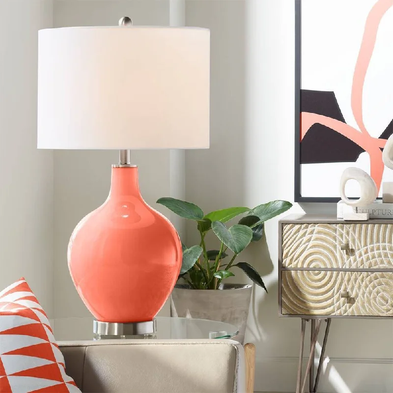 glass table lamps with a frosted surface for soft light diffusionglass table lamps with a frosted surface for soft light diffusionModern Table Lamp Daring Orange Glass Ovo for Bedroom Bedside Office - 16" x 28"