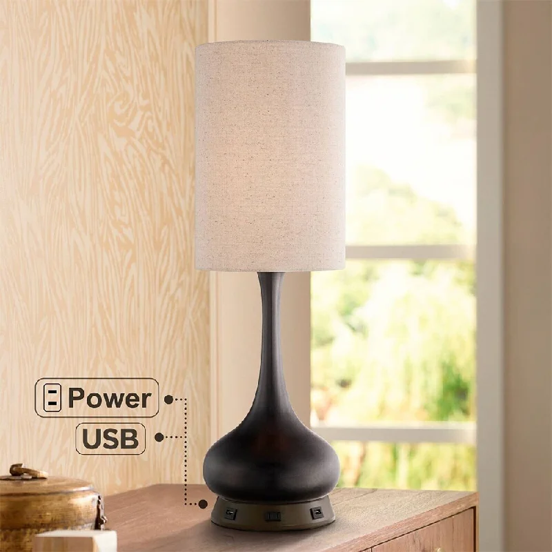 mid century modern table lamps with iconic designs for a stylish studymid century modern table lamps with iconic designs for a stylish studyModern Table Lamp with USB Outlet Workstation Base Bronze Droplet - 8" x 24"