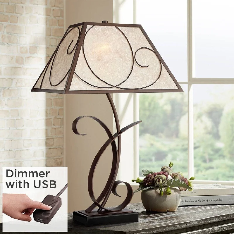 marble table lamps with a luxurious veined pattern for high end decormarble table lamps with a luxurious veined pattern for high end decorRustic Farmhouse Table Lamp 27" Tall Brown Scroll Metal USB Dimmer - 17" x 27"