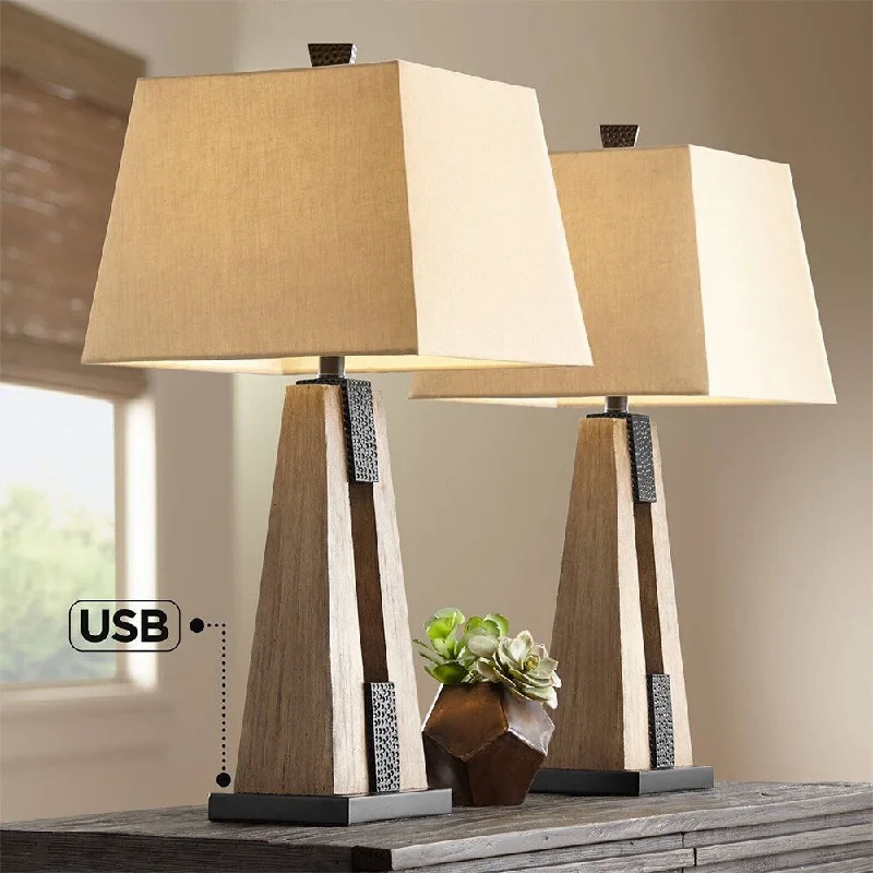 gothic style table lamps with dark finishes for a mysterious lookgothic style table lamps with dark finishes for a mysterious lookRustic Farmhouse Table Lamps 27" Tall Set of 2 Wood USB Port - 15" x 27"