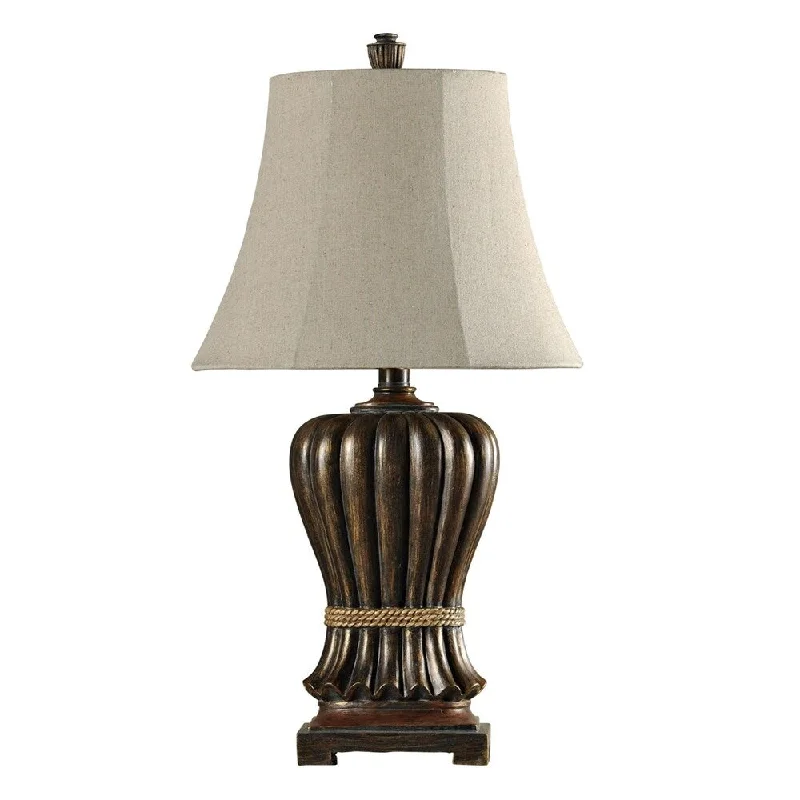 gothic style table lamps with dark finishes for a mysterious lookgothic style table lamps with dark finishes for a mysterious lookSaratoga Brown Table Lamp - Natural Linen Shade