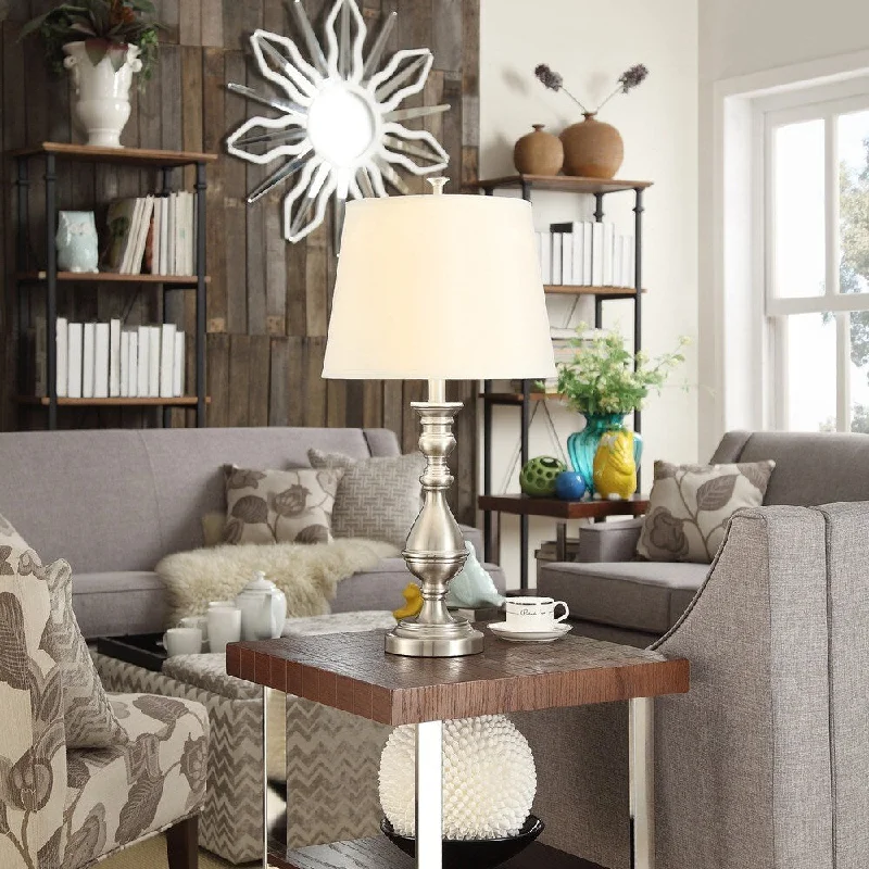 metal table lamps with a matte black finish for a sleek appearancemetal table lamps with a matte black finish for a sleek appearanceSedgwick 3-way Satin Nickel Contoured Base 1-light Accent Table Lamp by iNSPIRE Q Bold