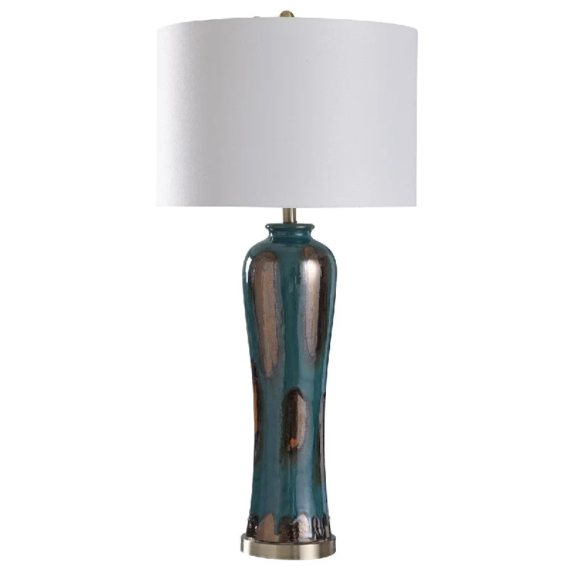 crystal table lamps with dazzling prisms for a glamorous effectcrystal table lamps with dazzling prisms for a glamorous effectStyleCraft Angel Teal and Multi Copper Abstract Pattern Ceramic Table Lamp