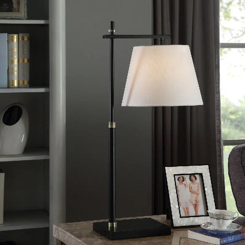 fabric table lamps with a linen shade for a relaxed and breathable lookfabric table lamps with a linen shade for a relaxed and breathable lookStyleCraft Brierley Dark Blue and Black Steel Task Desk Lamp with Gold Accents