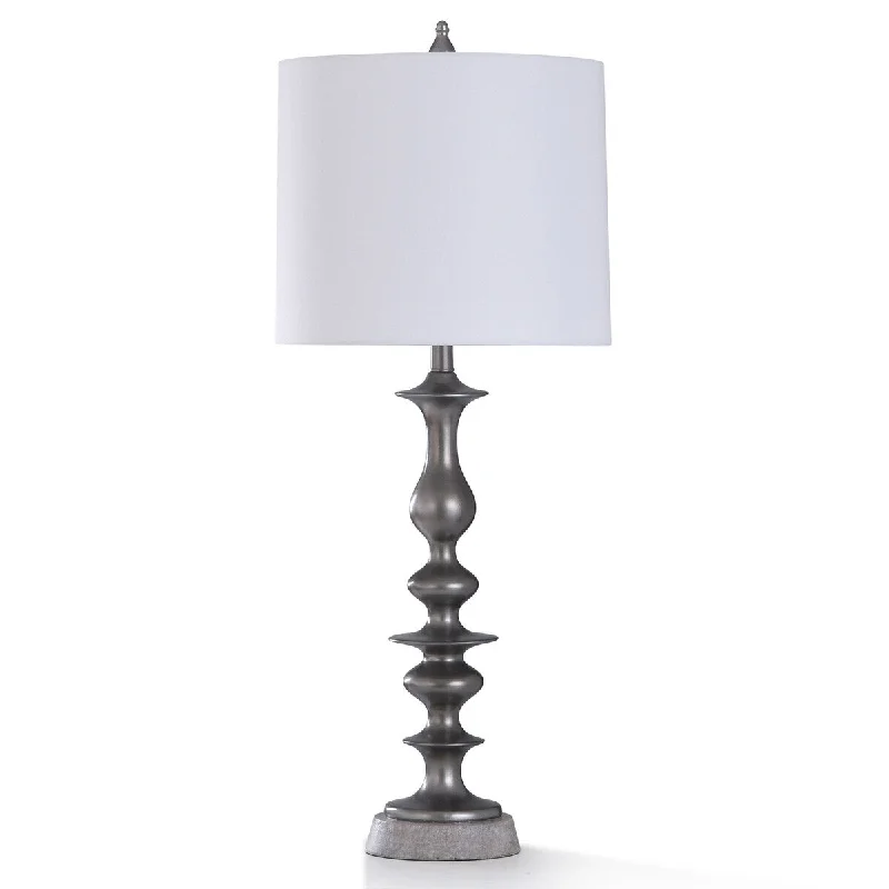 metal table lamps with a matte black finish for a sleek appearancemetal table lamps with a matte black finish for a sleek appearanceStyleCraft Heywood Dark Metallic Gray and Stone Painted Base Table Lamp
