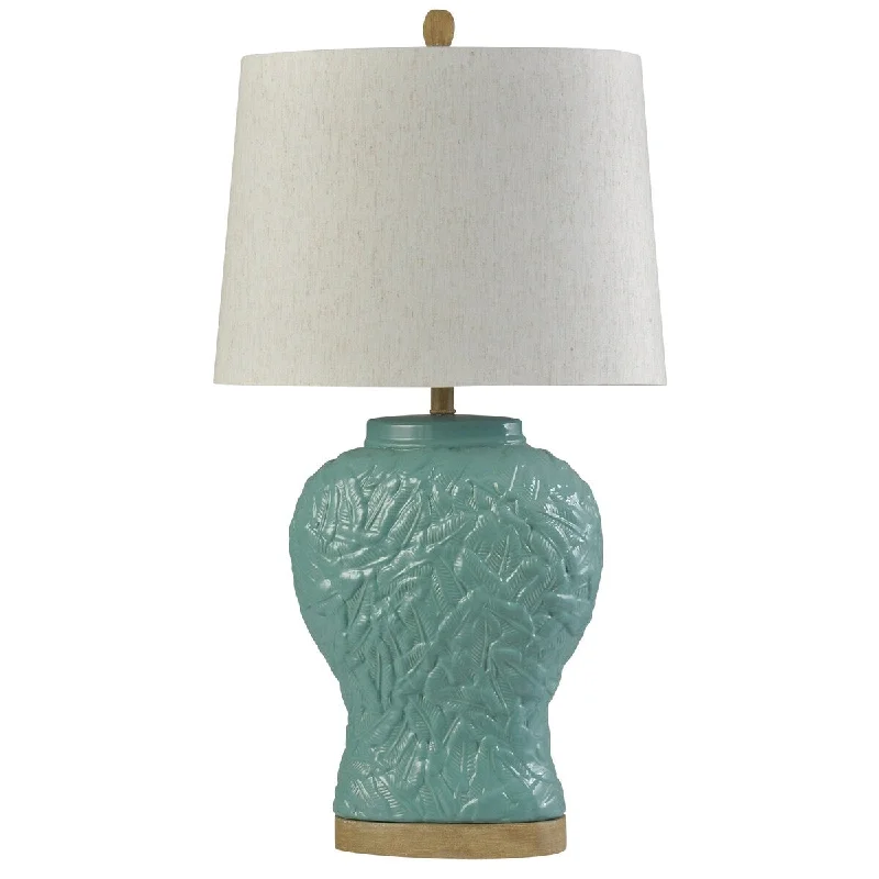 metal table lamps with a matte black finish for a sleek appearancemetal table lamps with a matte black finish for a sleek appearanceStyleCraft Oasis Blue Ceramic and Brass Metal Table Lamp