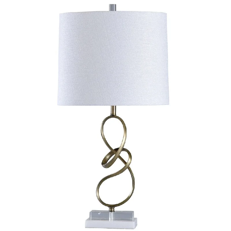 coastal style table lamps with nautical elements for beach housescoastal style table lamps with nautical elements for beach housesStyleCraft Rosa Marble and Gold Loop Table Lamp - White Shade