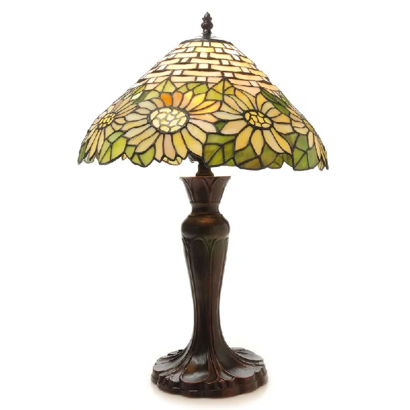 fabric table lamps with a linen shade for a relaxed and breathable lookfabric table lamps with a linen shade for a relaxed and breathable lookWarehouse of Tiffany's Sunflower Inspired Classical Table Lamp - Multi-color